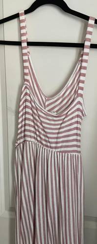 Caution to the Wind Pink And White Striped Dress With Ruffle