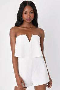 White Strapless Romper