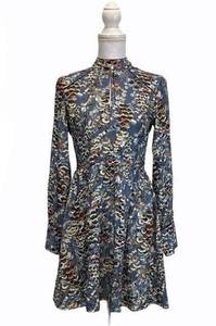 Small Floral Keyhole Front Boho Dress Casual Chic Trendy Long Sleeve Asian