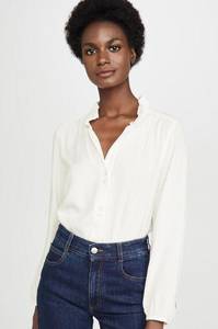 AYR The Glimmer Blouse Ice Cream White Textured Button Down