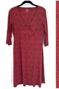 Toad&Co Rosalinda 3/4 Sleeve V-Neck Dress Cranberry Patchwork Small active