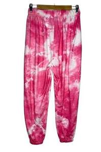 Zaful Pants Size Medium Women's Pink & White Tie Dye Pants Lounge Wear Comfort