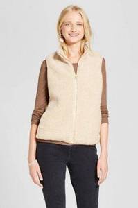 Mossimo Supply Co Tan Shearling Zip Up Vest Size Large