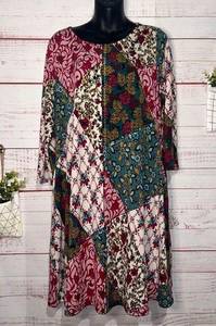 Pink Coconut Boutique “quilt” Printed Dress | Women’s Large