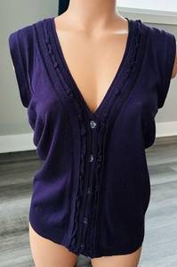 The Limited Purple Sweater Vest Size M Ruffle Button NWT