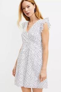 Loft  • Petite Eyelet Ruffle Sleeve Crossover Dress White Black Floral