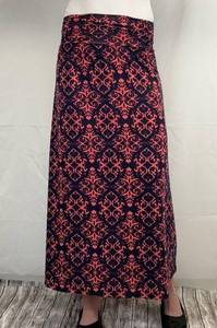 Joe Benbasset Women's A-Line Maxi Skirt Navy Blue Coral Pink M Med Medium Flowy