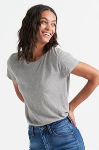 Lucky Brand Short Sleeve Glitter Tee T-shirt Top - Heather Grey
