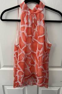 size Small Peach And White Sleeveless Blouse