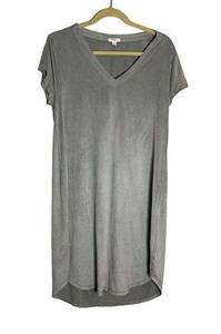 Dylan Gray Crushed Velvet V Neck Short Sleeve Casual T Shirt Shift Dress Small