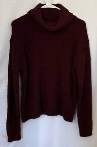 Moral Fiber Fuzzy Burgundy Turtleneck Sweater Size Large