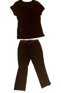 Heart soul  Women's M Black Scrub Set V-Neck Top Elastic Waist Straight-Leg Pants