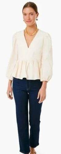 Tuckernuck  Hyacinth House Elaine Puff Shoulder Blouse Flare Hem Peplum Size S