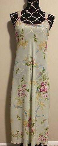 Oscar de la Renta EUC  Green & Pink Floral Lingerie Slip Dress size small