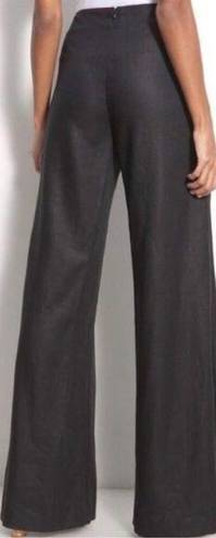 Lafayette 148  NY | Black Linen Wide Leg Sailor Button Trouser Pants | Size 2