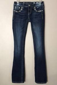 Miss Me  lo rise bootcut darkwash denim jeans with bling pockets size 26