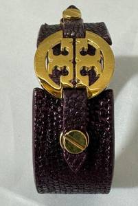 Tory Burch  Purple Snakeskin Logo Statment Cuff Bracelet