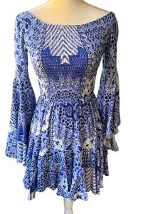 Bohemian blue and white dress