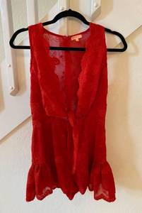 Copper Closet Red Lace Romper