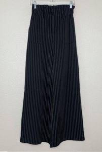 Rehab Women’s Black White Stripe High-Waisted Wide Leg Paper Bag Pants