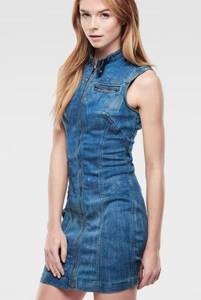 G Star Raw Zip Front Denim Dress Midge Dumont Zip Dress Size Large