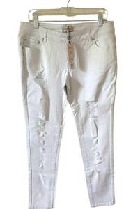 House of CB London Distressed Skinny Denim Jeans White Plus Size 34 NEW