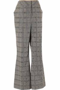 Size 8 Black Glen Check Wool Stretch Trousers