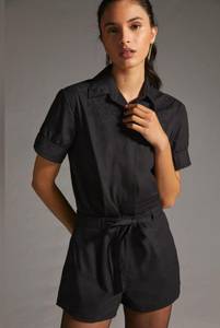 rag & bone Surplus Cotton Embroidered Belted Romper Black Size 8 NEW