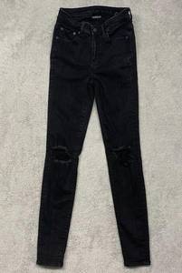 American Eagle  Jeans Womens 2 Black Wash High Rise Jegging Ripped Distressed