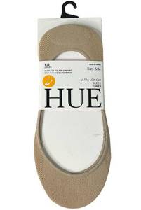 HUE Foot Socks Womens S/M Cotton Ultra Low Cut Sleek Seamless 2 Pairs Tan NEW