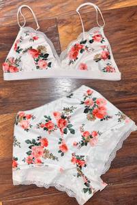 SheIn NEW  silky floral bralette and short set