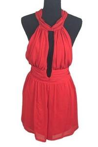 L'atiste Red Chiffon Halter Romper Size L