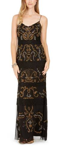 Adrianna Papell Black Beaded Sheath Cocktail Dress Prom