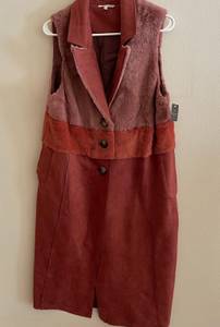 NWT  Red Suede Long Vest