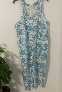 Colsie Blue Tie Dye Jumper Romper Crop Jumpsuit Fleece Lounge Casual Size Medium