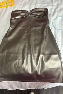 bronze metallic leather dress