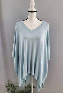 Ann Taylor Blue Pullover V Neckline Oversized Poncho Sweater XS/S