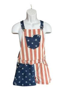 Womens American Rag American Flag Patriotic USA Overalls Romper Suspenders  Sz 9