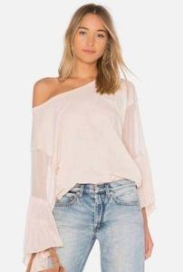 Free People  Still Got It Mesh Bell Sleeve Top pink