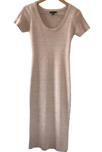 Forever 21 Nude‎ Pink Side Slit Ribbed Short Sleeve Silhouette Dress Size M