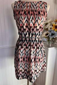 Pink Blossom Womens Multicolored Dress Geometric Zip Pockets