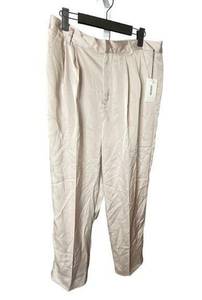 NWT Jason Wu Satin Trousers XL Cream High Waist Pleated Front Chic Designer Work