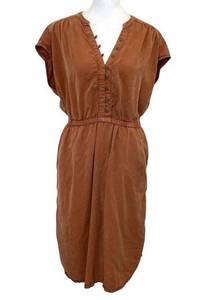 prAna Cap Sleeve Mandarin Collar Lightweight Tencel Dress Pockets size Small