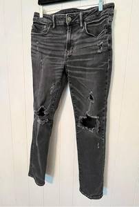 American Eagle  Outfitters AEO Skinny Jeans Slim Ripped Black Wash 31