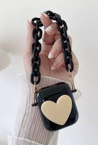 Black Heart Chain Airpods Case