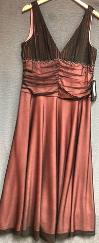 a.n.a NWT JS boutique 16 coral under dress  mesh brown overlay with rushing