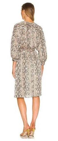 Brochu Walker  Olivia Snake Print Blouson Midi-Dress in Metallic Python