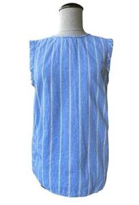 Draper James Popover Blue Oxford Stripe Cotton Chambray Sleeveless Top Small