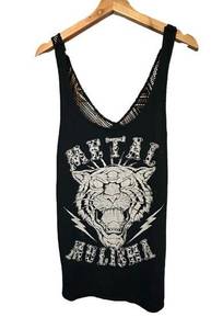 Metal Mulisha tank ton with see thru crochet back. Size Medium