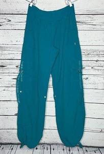 Zumba Dance Wear Size XXL Blue Athletic Pull-On Cargo Jogger Pants